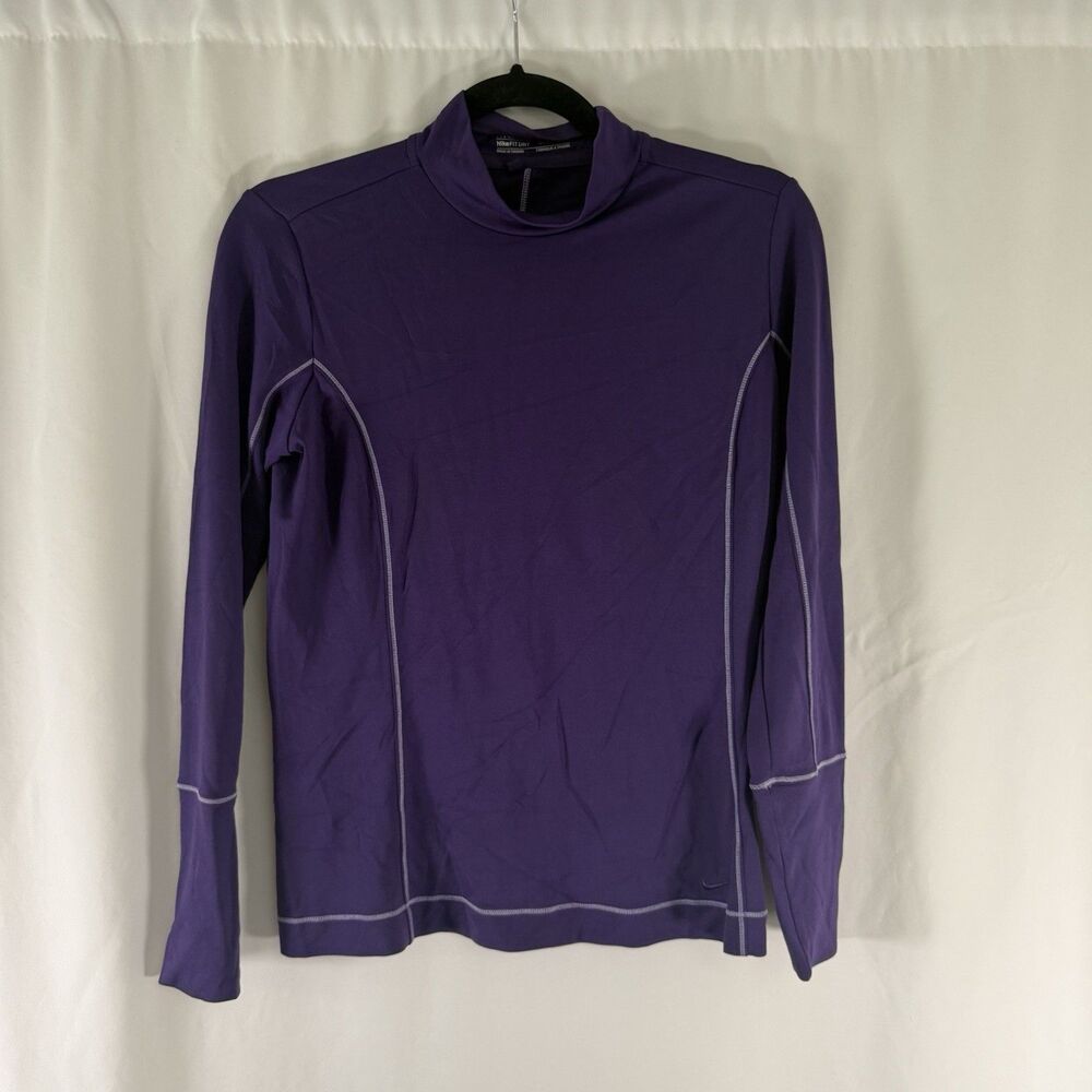 Nike Golf Shirt Women's Small 4-6 Purple High Neck Long Sleeve Pullover Stretch